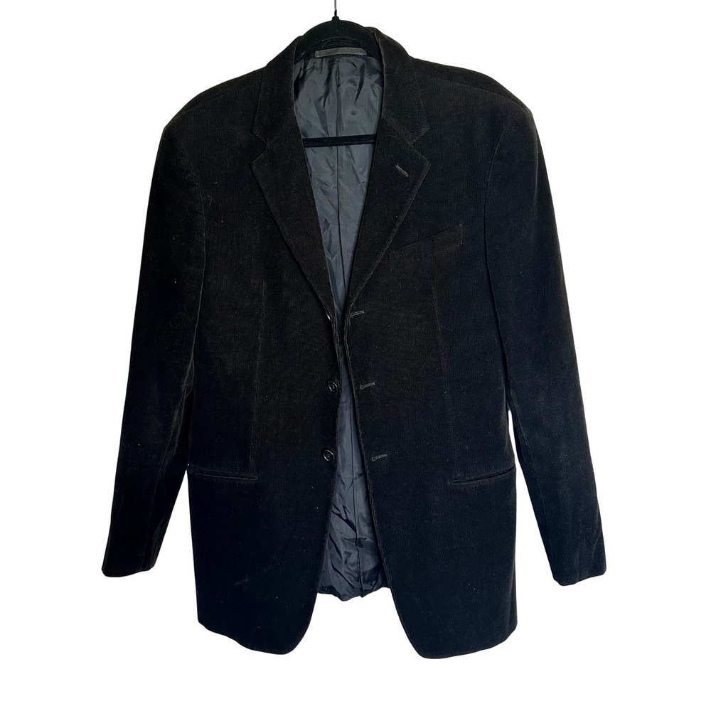 Armani Collezioni Men Black Corduroy Blazer 3Button Sport Coat Made in Italy 48R